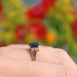 Ellibelle Jewellery Vintage 1965 Dark Sapphire & Diamond Gold Ring