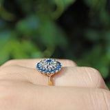 Ellibelle Jewellery Vintage 1966 Sapphire & Diamond Cluster Dress Ring