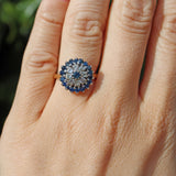 Ellibelle Jewellery Vintage 1966 Sapphire & Diamond Cluster Dress Ring