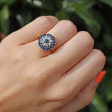 Ellibelle Jewellery Vintage 1966 Sapphire & Diamond Cluster Dress Ring