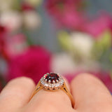 Ellibelle Jewellery Vintage 1968 Garnet & Diamond Gold Cluster Ring