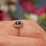 Ellibelle Jewellery Vintage 1968 Garnet & Diamond Gold Cluster Ring