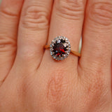 Ellibelle Jewellery Vintage 1968 Garnet & Diamond Gold Cluster Ring