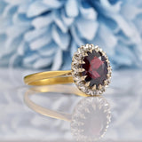 Ellibelle Jewellery Vintage 1968 Garnet & Diamond Gold Cluster Ring
