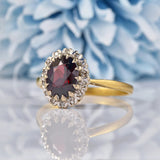 Ellibelle Jewellery Vintage 1968 Garnet & Diamond Gold Cluster Ring
