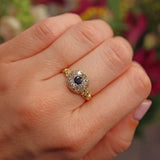 Ellibelle Jewellery Vintage 1968 Sapphire & Diamond 18ct Gold Ring