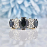 Ellibelle Jewellery Vintage 1968 Sapphire & Rose Cut Diamond 18ct Gold Ring