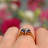 Ellibelle Jewellery Vintage 1969 Sapphire & Diamond 18ct Gold Daisy Cluster Ring