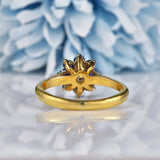 Ellibelle Jewellery Vintage 1969 Sapphire & Diamond 18ct Gold Daisy Cluster Ring