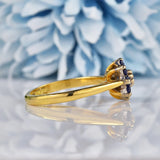 Ellibelle Jewellery Vintage 1969 Sapphire & Diamond 18ct Gold Daisy Cluster Ring