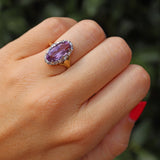 Ellibelle Jewellery Vintage 1970 Amethyst & Diamond 18ct Gold Ring