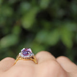 Ellibelle Jewellery Vintage 1970 Amethyst & Diamond 18ct Gold Ring