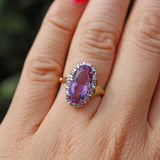 Ellibelle Jewellery Vintage 1970 Amethyst & Diamond 18ct Gold Ring
