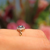Ellibelle Jewellery Vintage 1970 Blue Sapphire & Diamond Cluster Ring