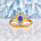 Ellibelle Jewellery Vintage 1970 Blue Sapphire & Diamond Cluster Ring