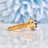 Ellibelle Jewellery Vintage 1970 Blue Sapphire & Diamond Cluster Ring