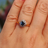Ellibelle Jewellery Vintage 1970 Blue Sapphire & Diamond Cluster Ring