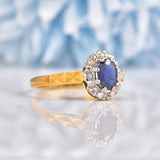 Ellibelle Jewellery Vintage 1970 Blue Sapphire & Diamond Cluster Ring