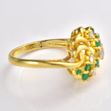 Ellibelle Jewellery Vintage 1970 Emerald & Diamond 18ct Gold Knot Ring