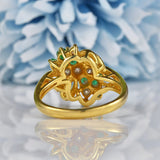 Ellibelle Jewellery Vintage 1970 Emerald & Diamond 18ct Gold Knot Ring