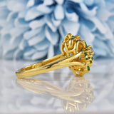 Ellibelle Jewellery Vintage 1970 Emerald & Diamond 18ct Gold Knot Ring