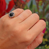 Ellibelle Jewellery Vintage 1970 Sapphire & Diamond 18ct Gold Cluster Ring