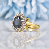 Ellibelle Jewellery Vintage 1970 Sapphire & Diamond 18ct Gold Cluster Ring