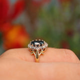 Ellibelle Jewellery Vintage 1970 Sapphire & Diamond 18ct Gold Cluster Ring