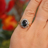 Ellibelle Jewellery Vintage 1970 Sapphire & Diamond 18ct Gold Cluster Ring