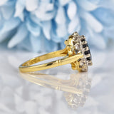 Ellibelle Jewellery Vintage 1970 Sapphire & Diamond 18ct Gold Cluster Ring
