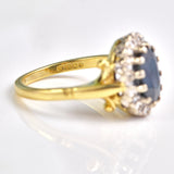 Ellibelle Jewellery Vintage 1970 Sapphire & Diamond 18ct Gold Cluster Ring
