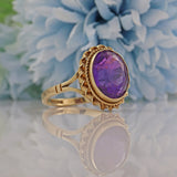 Ellibelle Jewellery Vintage 1970s Amethyst 9ct Gold Solitaire Ring