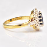 Ellibelle Jewellery Vintage 1970s Blue Sapphire & Diamond 18ct Gold Cluster Ring