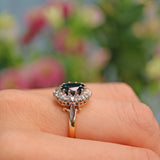 Ellibelle Jewellery Vintage 1970s Blue Sapphire & Diamond 18ct Gold Cluster Ring