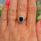 Ellibelle Jewellery Vintage 1970s Blue Sapphire & Diamond 18ct Gold Cluster Ring