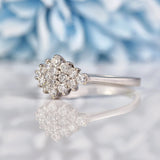Ellibelle Jewellery Vintage 1970s Diamond 18ct White Gold Cluster Ring