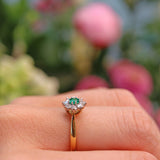 Ellibelle Jewellery Vintage 1970s Emerald & Diamond 18ct Gold Cluster Ring