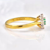 Ellibelle Jewellery Vintage 1970s Emerald & Diamond 18ct Gold Cluster Ring