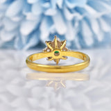 Ellibelle Jewellery Vintage 1970s Emerald & Diamond 18ct Gold Cluster Ring