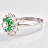 Ellibelle Jewellery Vintage 1970s Emerald & Diamond White Gold Cocktail Ring