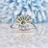 Ellibelle Jewellery Vintage 1970s Emerald & Diamond White Gold Cocktail Ring