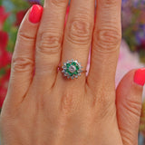 Ellibelle Jewellery Vintage 1970s Emerald & Diamond White Gold Cocktail Ring