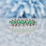 Ellibelle Jewellery Vintage 1970s Emerald & Diamond White Gold Ring