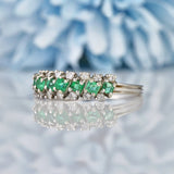 Ellibelle Jewellery Vintage 1970s Emerald & Diamond White Gold Ring