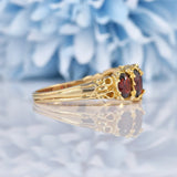 Ellibelle Jewellery Vintage 1970s Garnet 9ct Gold Five Stone Ring