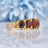 Ellibelle Jewellery Vintage 1970s Garnet 9ct Gold Five Stone Ring