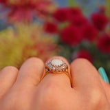 Ellibelle Jewellery Vintage 1970s Opal & Diamond 18ct Gold Cluster Ring