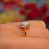 Ellibelle Jewellery Vintage 1970s Opal & Diamond 18ct Gold Cluster Ring