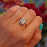 Ellibelle Jewellery Vintage 1970s Opal & Diamond 18ct Gold Cluster Ring