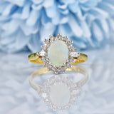 Ellibelle Jewellery Vintage 1970s Opal & Diamond 18ct Gold Cluster Ring